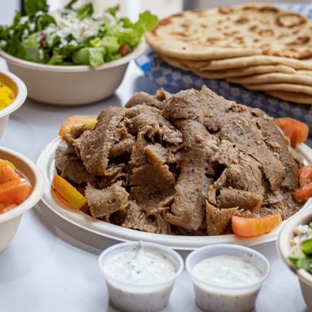 Triple-Gyro Plate with Fries or Rice.