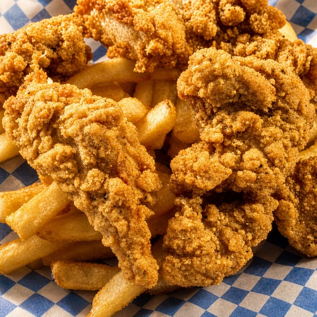 Chicken Tenders, Fries and a Drink.